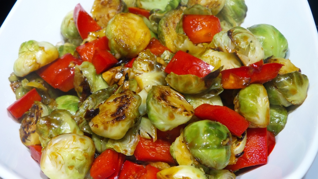 Brussel Sprouts with Balsamic Glaze and Red Peppers